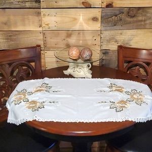Beautiful Vintage floral handmade table runner .